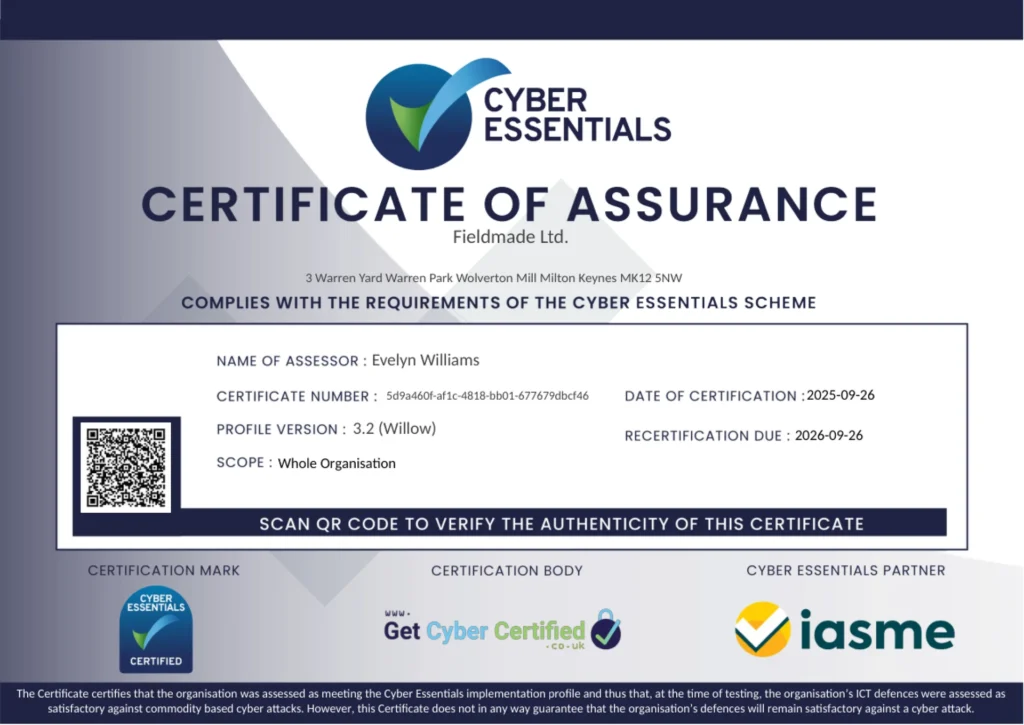 cyber essentials certificate